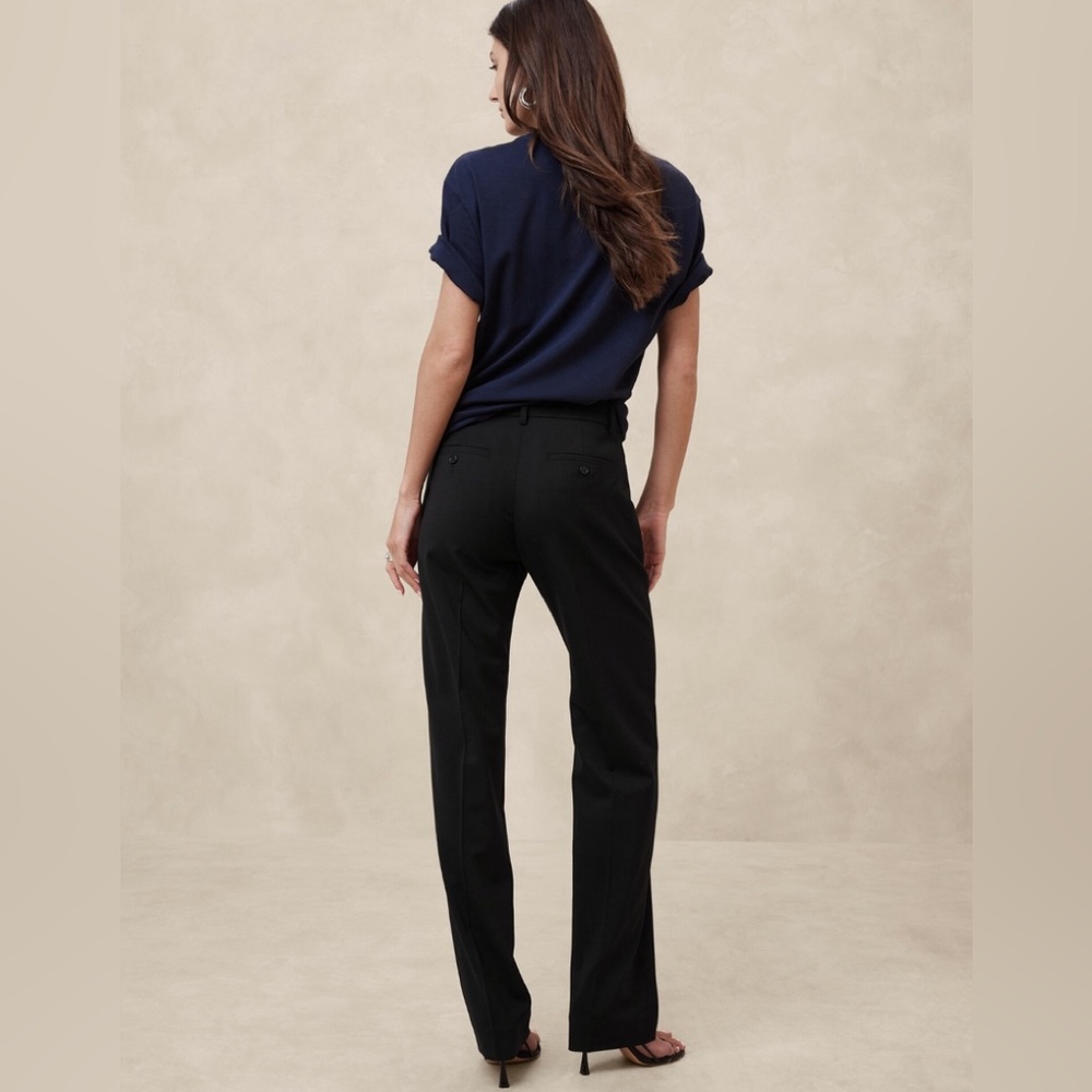 NWT! Banana Republic Black Siena Straight Wool Pant - ALL SIZES LONG - Picture 5 of 9